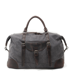 TP7 LIFESTYLE TRAVELER™ torba podróżna. Bawełna i skóra naturalna - SZARA